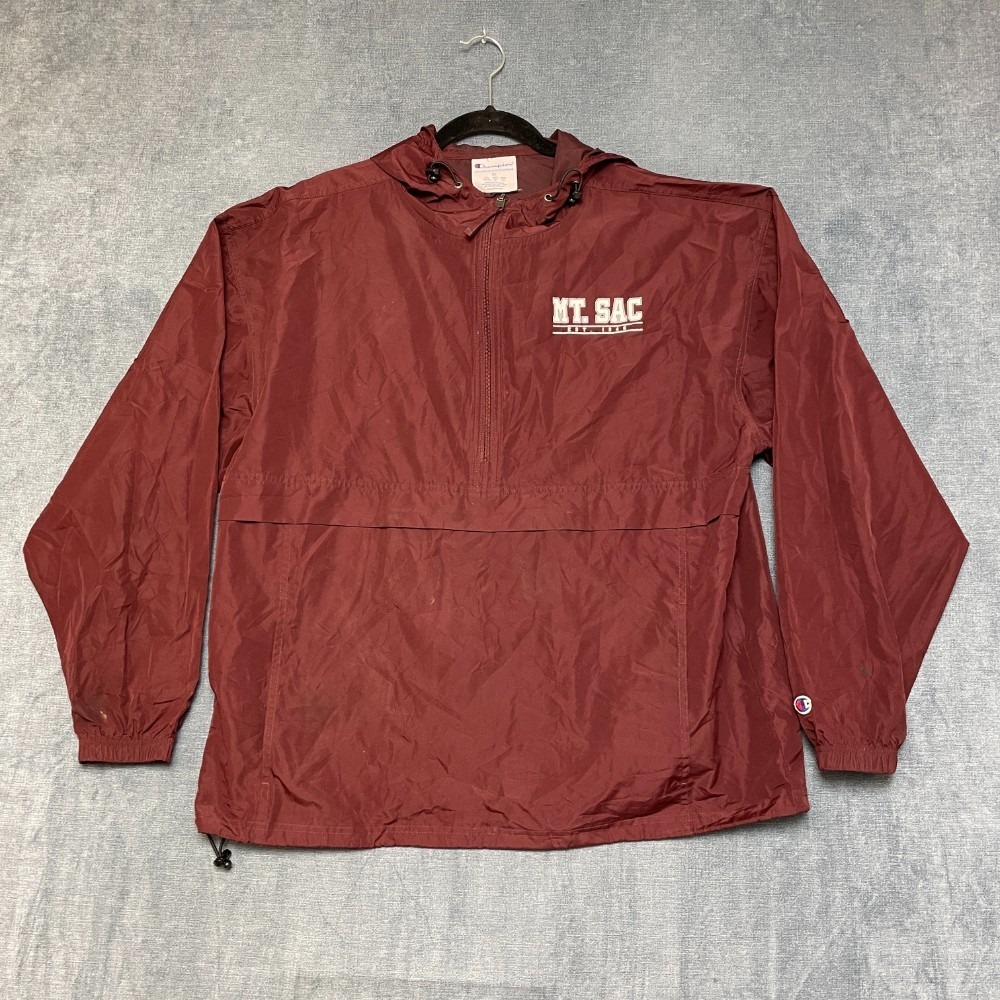 Champion Authentic Athleticwear MT. SAC Anorak Jacket Mens XL Maroon Windbreaker
